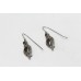 Earrings silver 925 sterling dangle drop women garnet stone C 424